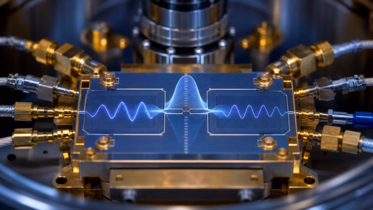 Světelná kvantová vlna prochází bariérou na chlazeném elektronickém čipu