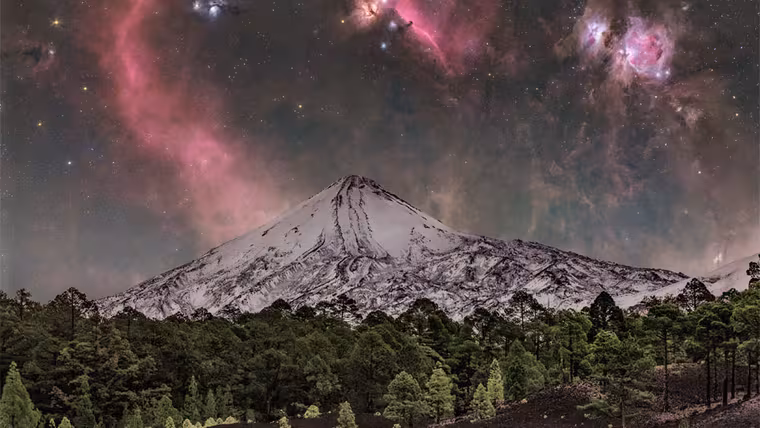 Orion se rozprostřel nad horou Teide