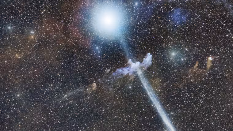 Kometa R3 PanSTARRS před Rigelem a mlhovinou Hlava čarodějnice